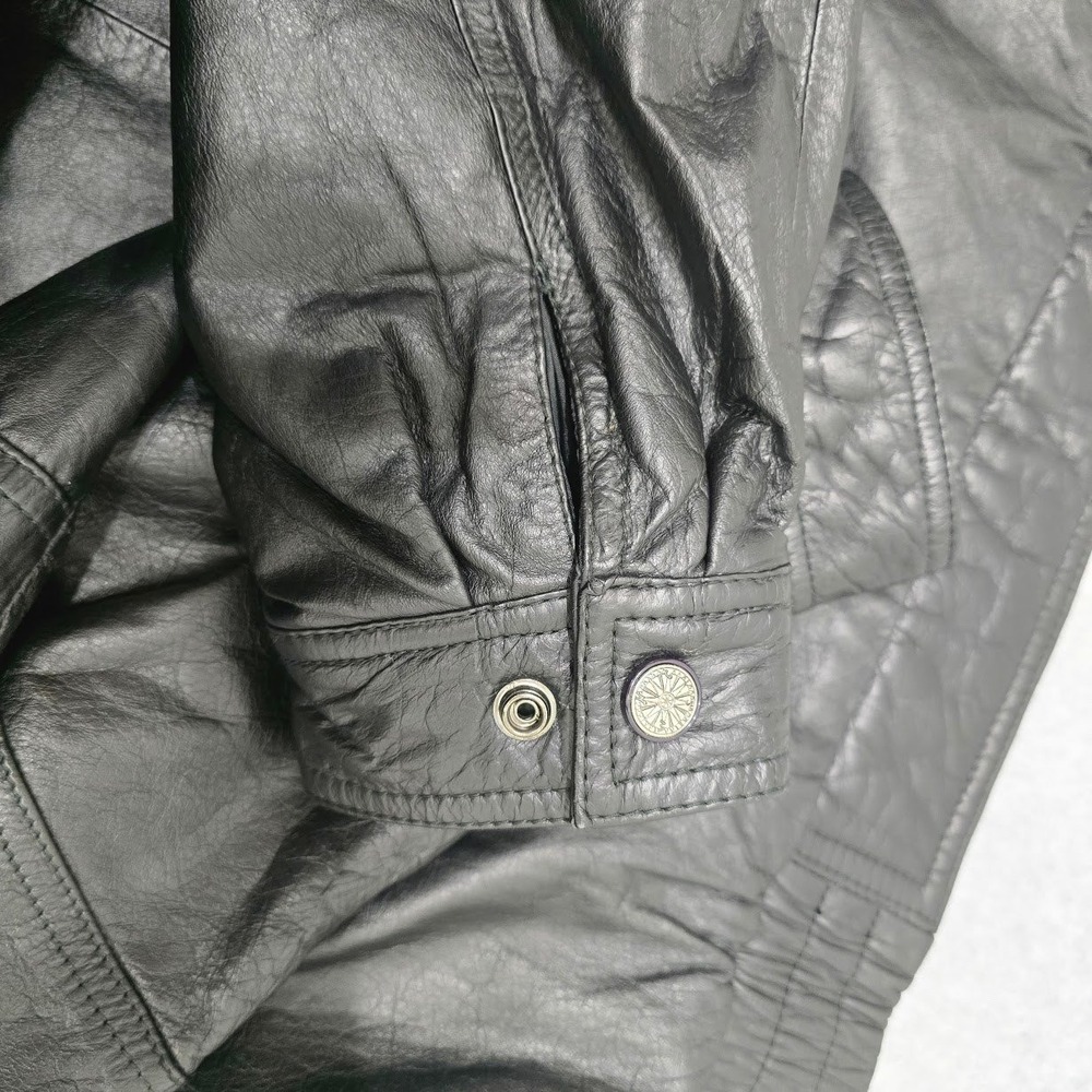 Vintage 80s 90s Wilsons Leather Bomber Jacket Men's L Black Flight Moto Biker - Picture 11 of 14